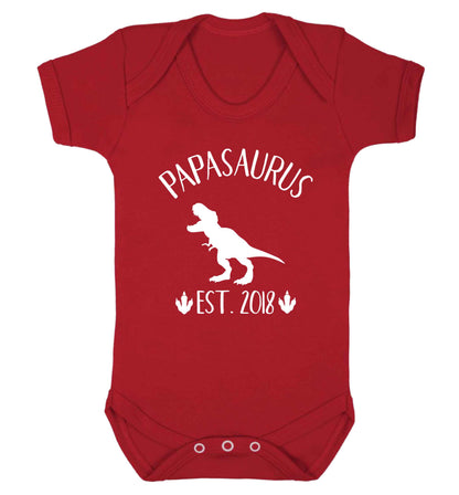 Personalised papasaurus since (custom date) Baby Vest red 18-24 months