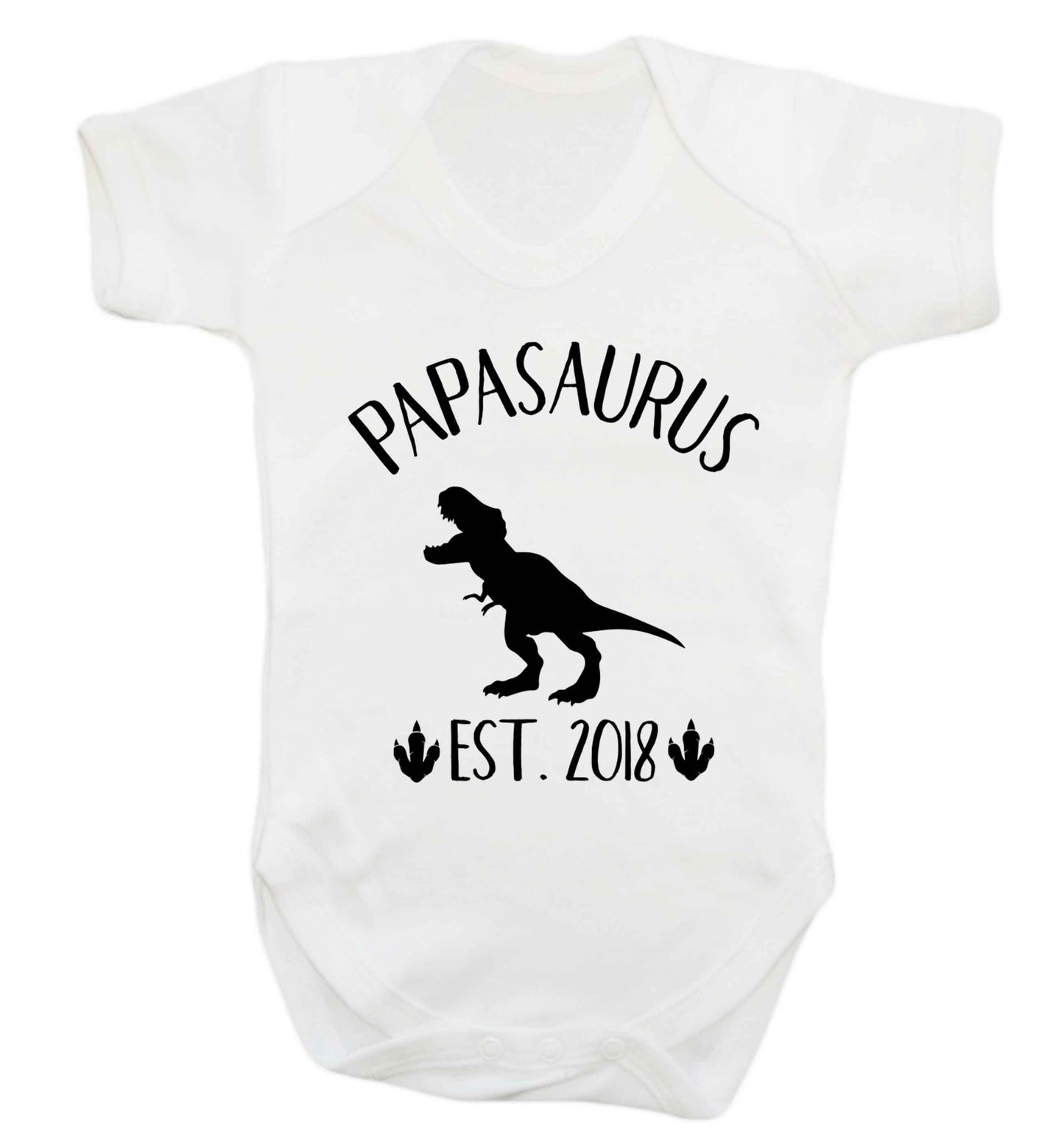 Personalised papasaurus since (custom date) Baby Vest white 18-24 months