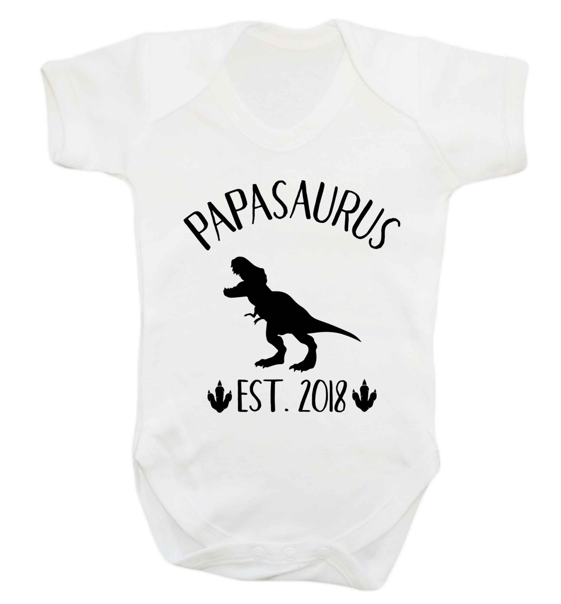 Personalised papasaurus since (custom date) Baby Vest white 18-24 months