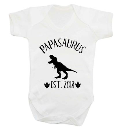 Personalised papasaurus since (custom date) Baby Vest white 18-24 months