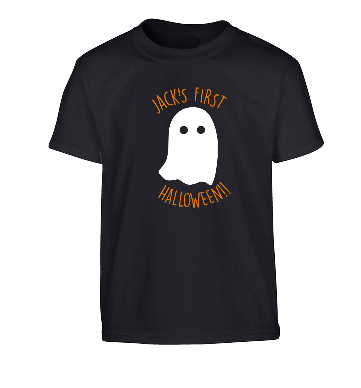 Personalised first halloween - ghost Children's black Tshirt 12-13 Years