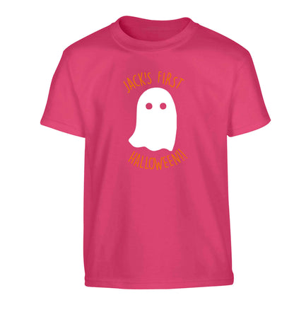 Personalised first halloween - ghost Children's pink Tshirt 12-13 Years