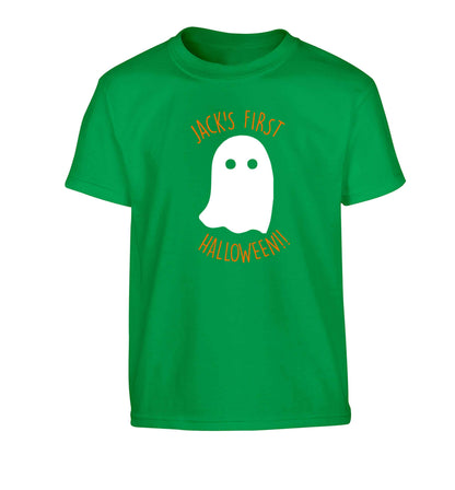 Personalised first halloween - ghost Children's green Tshirt 12-13 Years
