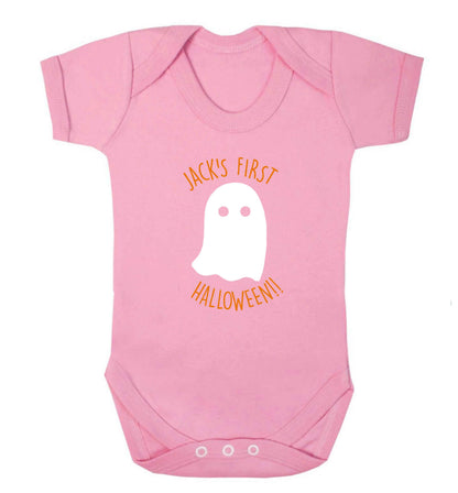 Personalised Pumpking Halloween baby vest pale pink 18-24 months