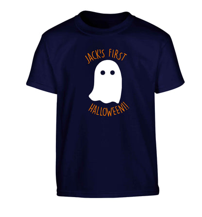 Personalised first halloween - ghost Children's navy Tshirt 12-13 Years