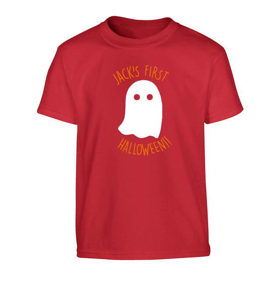 Personalised first halloween - ghost Children's red Tshirt 12-13 Years