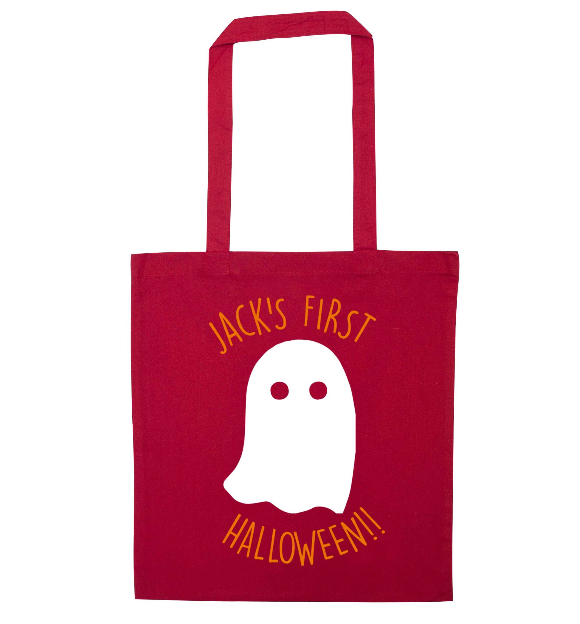 Personalised Pumpking Halloween red tote bag