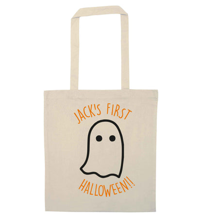 Personalised Pumpking Halloween natural tote bag