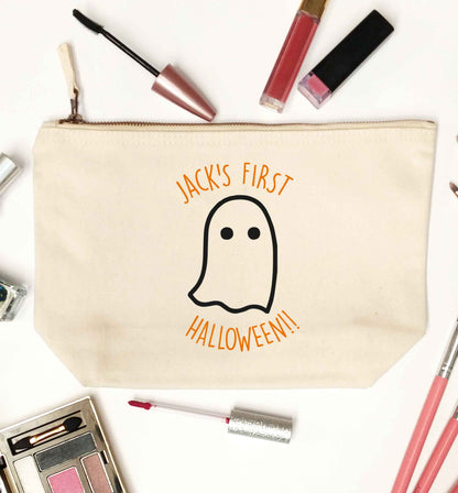 Personalised Pumpking Halloween natural makeup bag