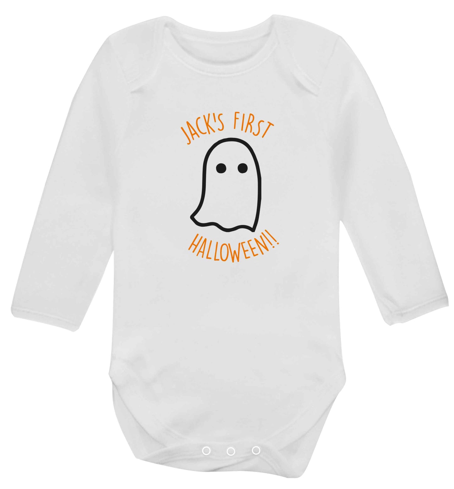 Personalised Pumpking Halloween baby vest long sleeved white 6-12 months