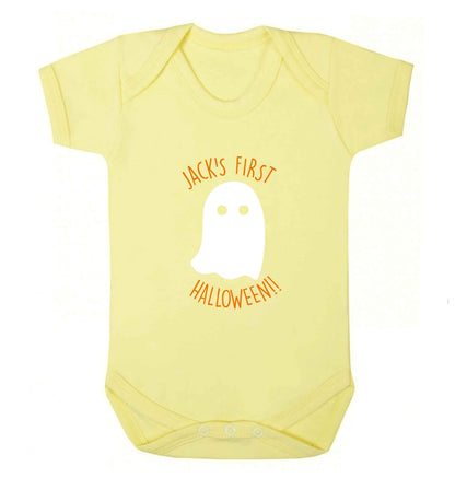 Personalised Pumpking Halloween baby vest pale yellow 18-24 months