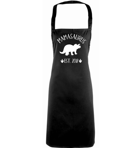 Personalised mamasaurus date adults black apron