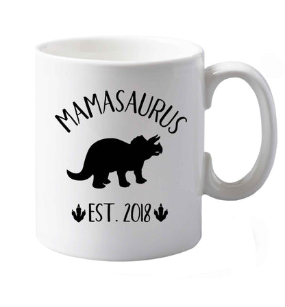 10 oz Personalised mamasaurus date ceramic mug both sides