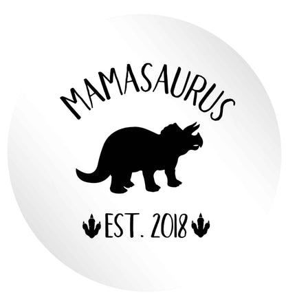 Personalised mamasaurus date 24 @ 45mm matt circle stickers