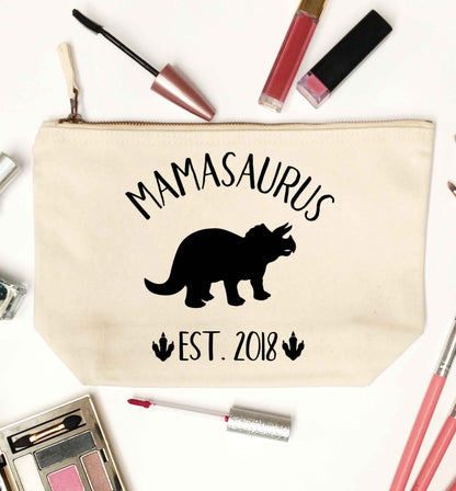 Personalised mamasaurus date natural makeup bag