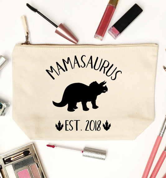 Personalised mamasaurus date natural makeup bag