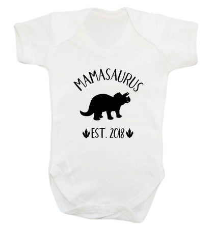 Personalised mamasaurus date baby vest white 18-24 months