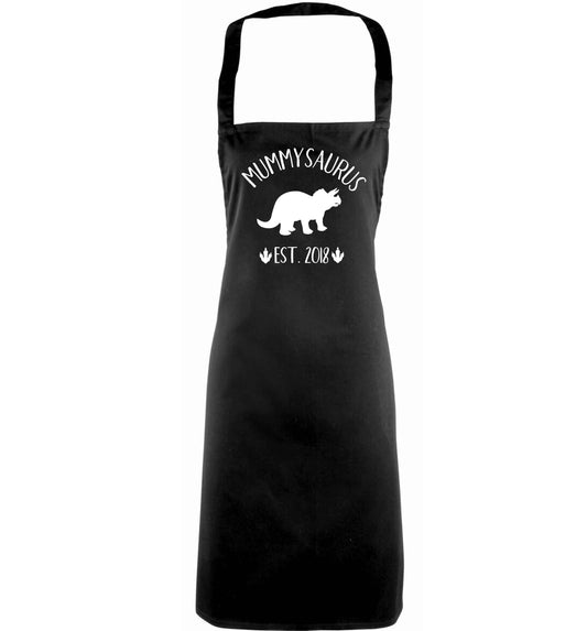 Personalised mummysaurus date adults black apron