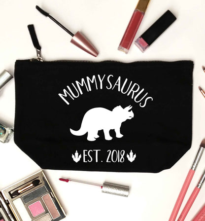 Personalised mummysaurus date black makeup bag