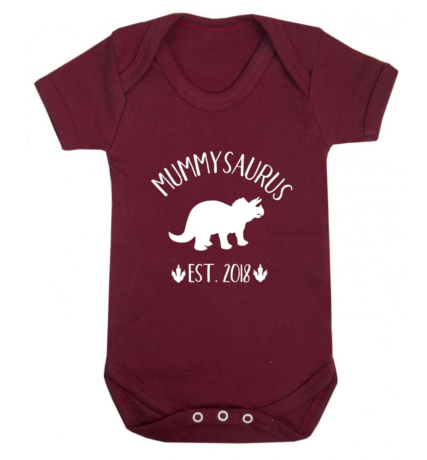 Personalised mummysaurus date baby vest maroon 18-24 months