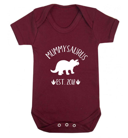 Personalised mummysaurus date baby vest maroon 18-24 months
