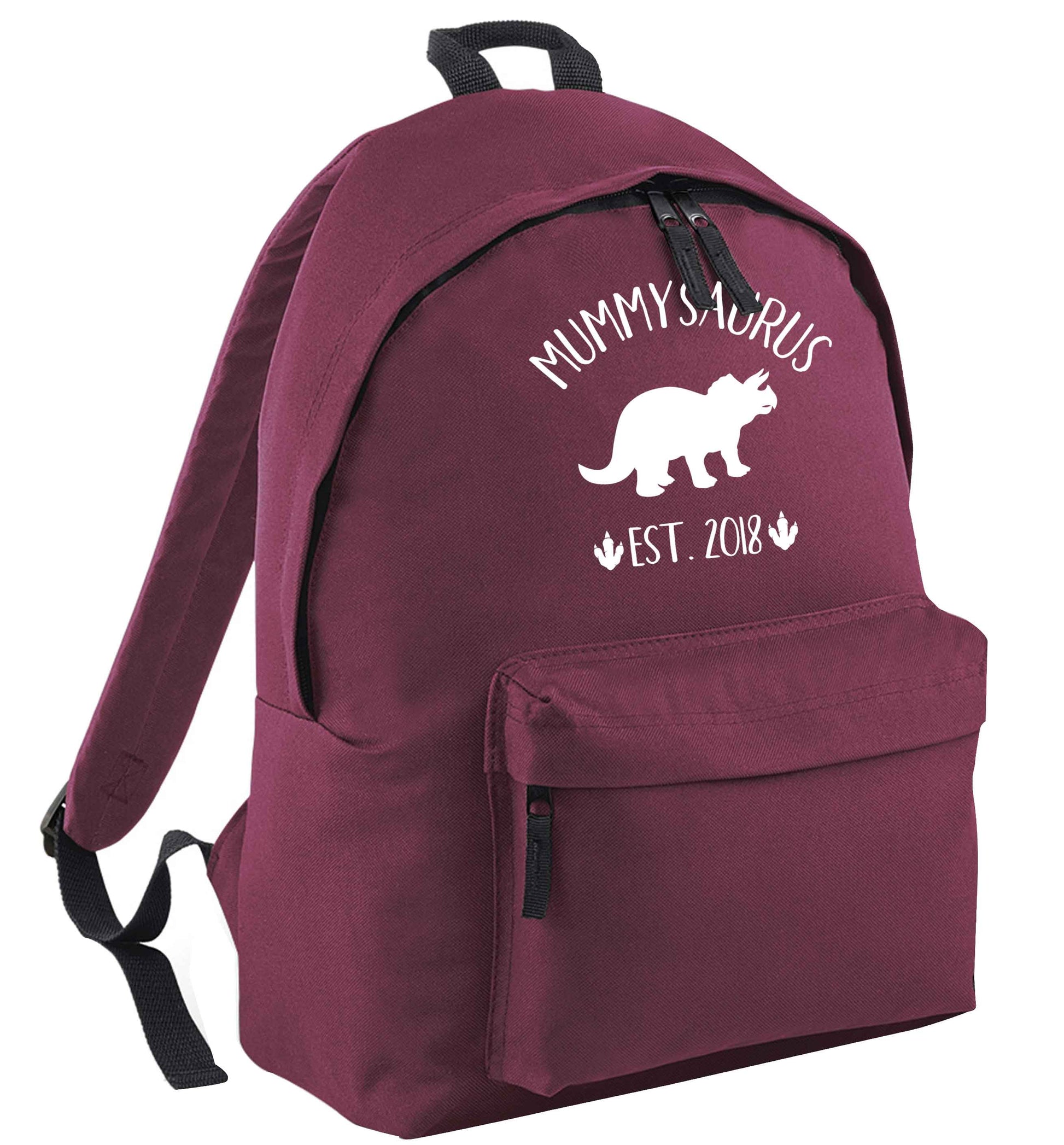 Personalised mummysaurus date black adults backpack