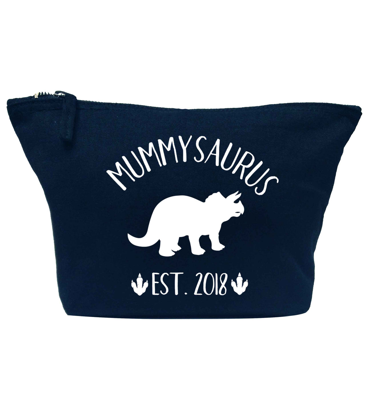 Personalised mummysaurus date navy makeup bag