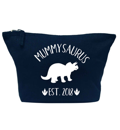 Personalised mummysaurus date navy makeup bag