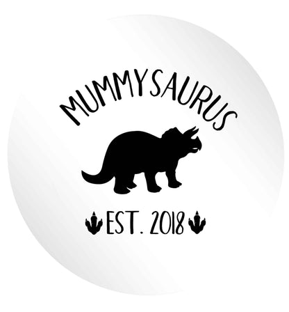 Personalised mummysaurus date 24 @ 45mm matt circle stickers