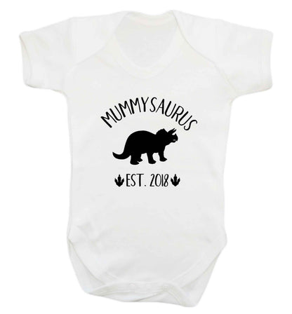 Personalised mummysaurus date baby vest white 18-24 months