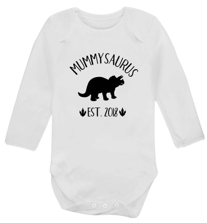 Personalised mummysaurus date baby vest long sleeved white 6-12 months