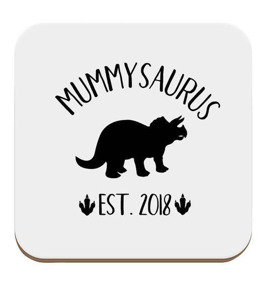 Personalised mummysaurus date set of four coasters
