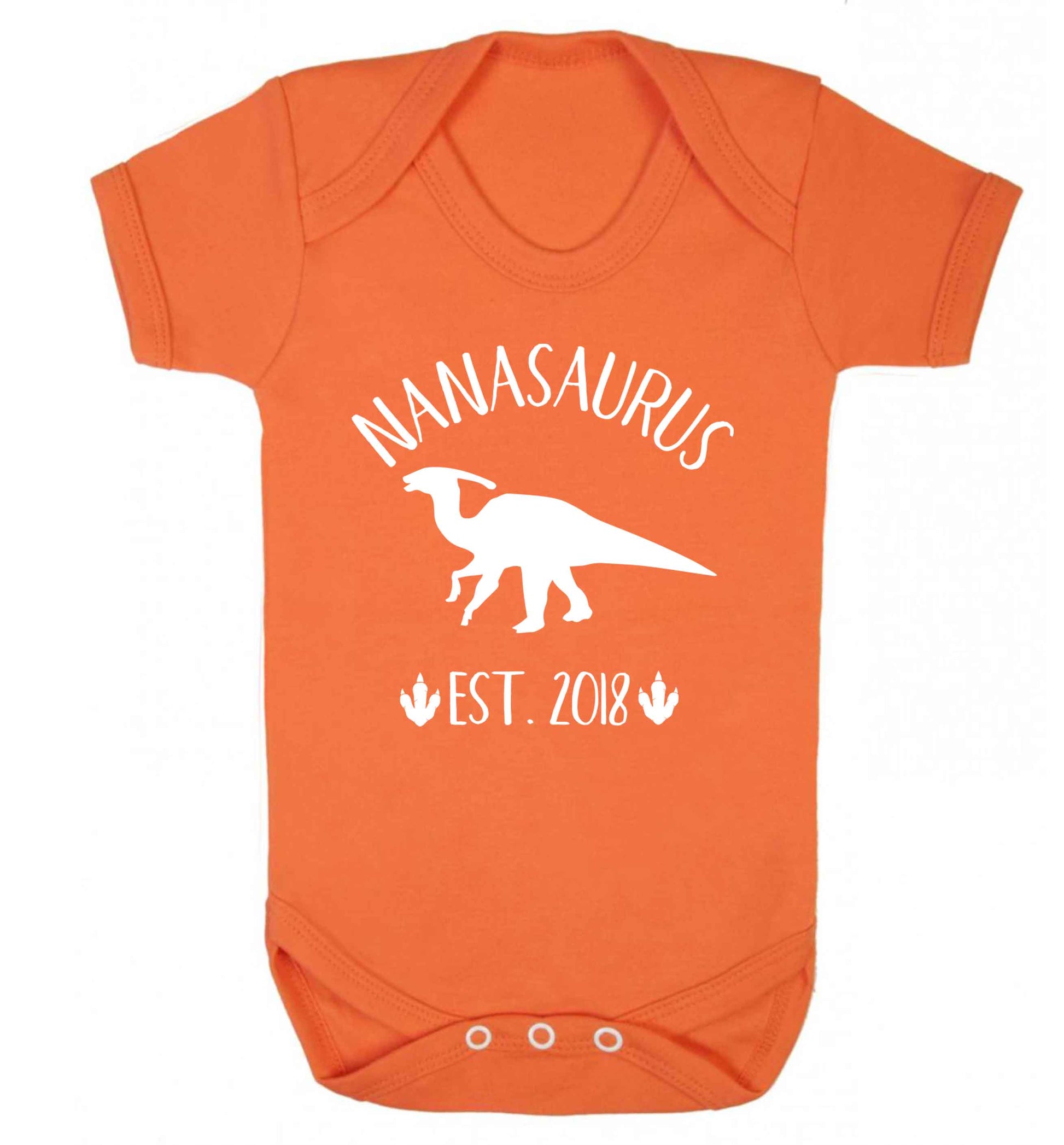 Personalised nanasaurus since (custom date) Baby Vest orange 18-24 months