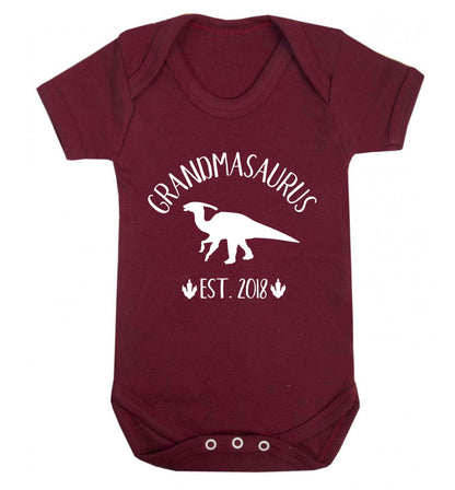 Personalised grandmasaurus since (custom date) Baby Vest maroon 18-24 months