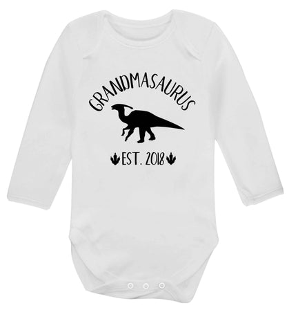 Personalised grandmasaurus since (custom date) Baby Vest long sleeved white 6-12 months