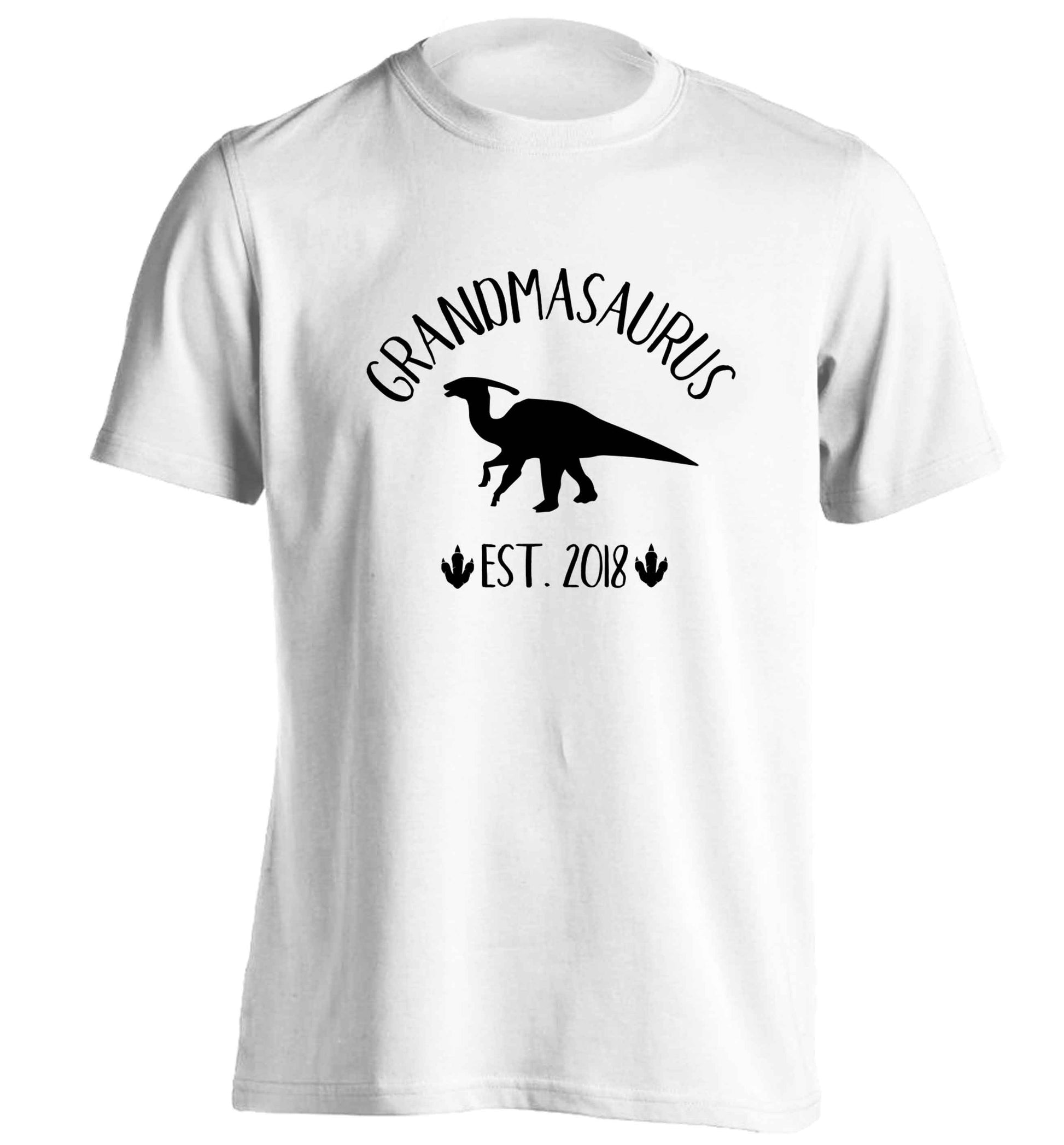 Personalised grandmasaurus since (custom date) adults unisex white Tshirt 2XL