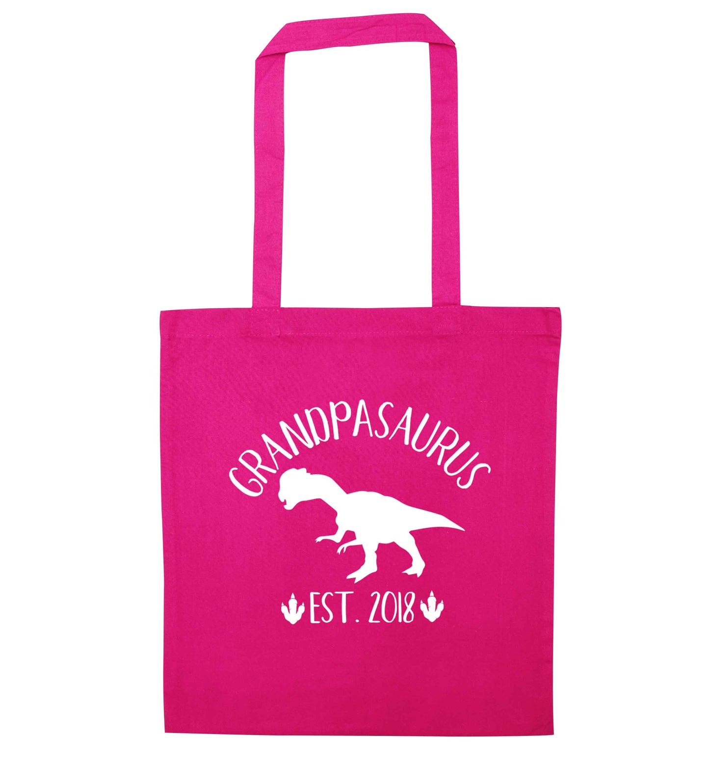 Personalised grandpasaurus since (custom date) pink tote bag