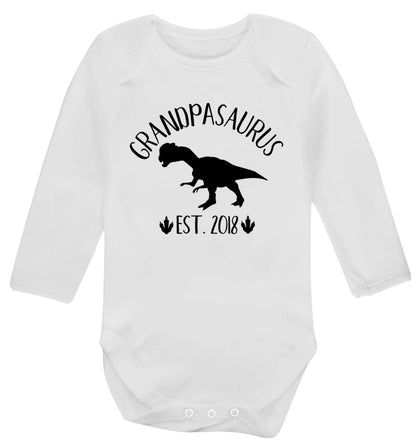 Personalised grandpasaurus since (custom date) Baby Vest long sleeved white 6-12 months