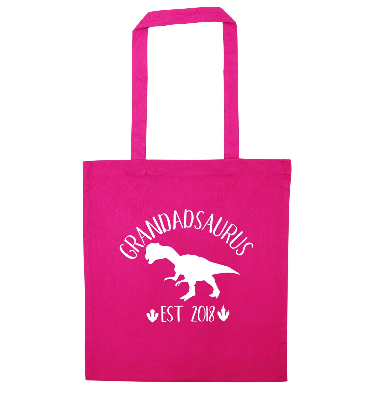 Personalised grandadsaurus since (custom date) pink tote bag