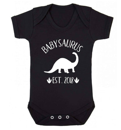 Personalised babysaurus since (custom date) Baby Vest black 18-24 months
