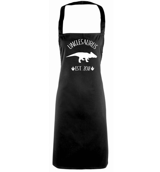 Personalised unclesaurus since (custom date) black apron