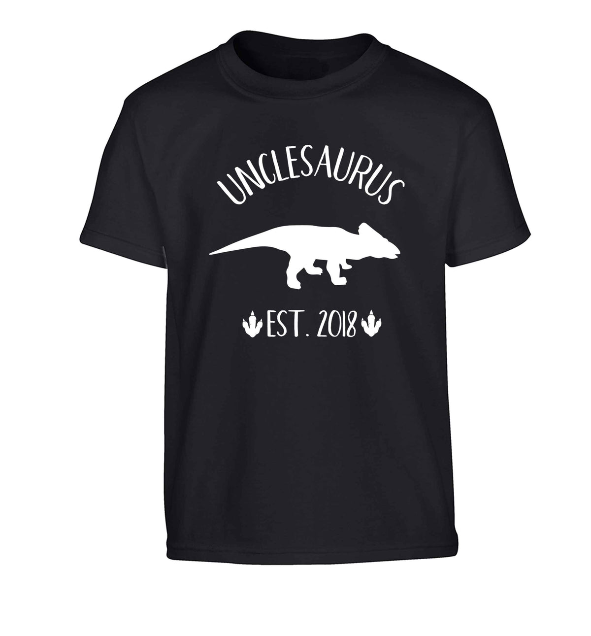 Personalised unclesaurus since (custom date) Children's black Tshirt 12-13 Years