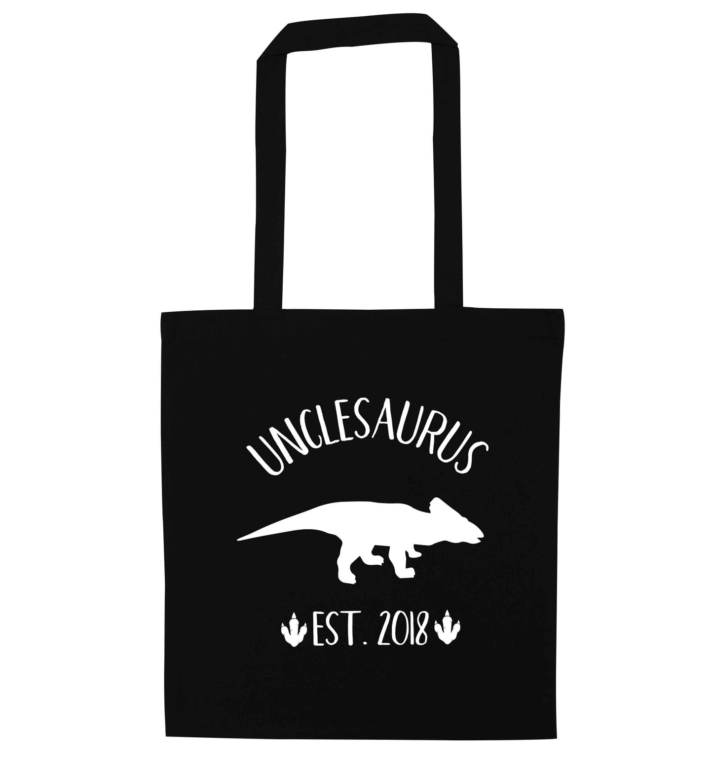 Personalised unclesaurus since (custom date) black tote bag