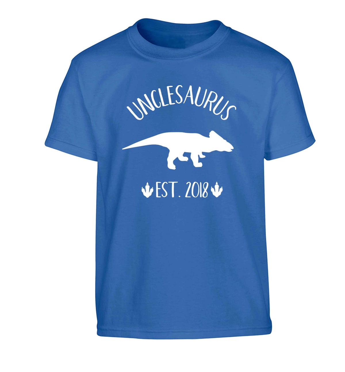 Personalised unclesaurus since (custom date) Children's blue Tshirt 12-13 Years