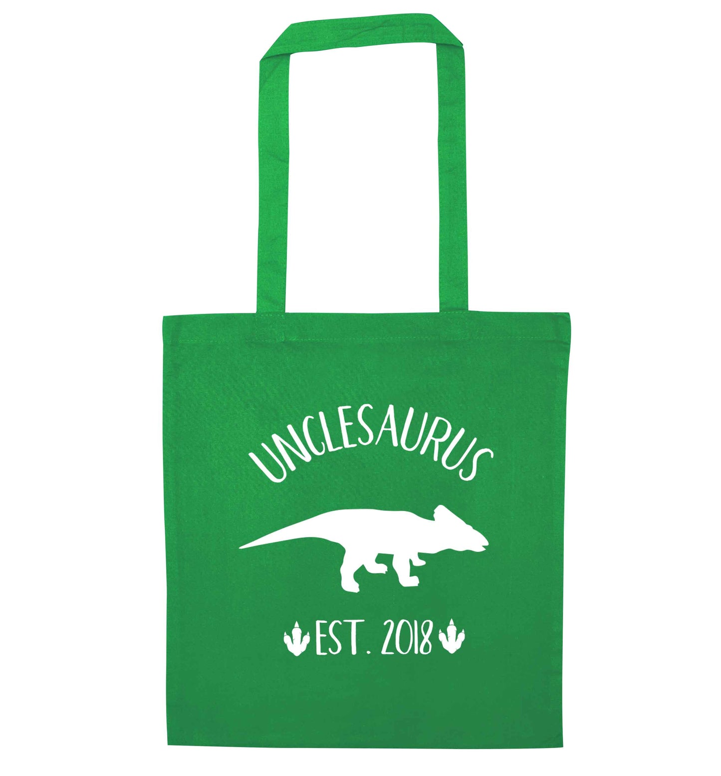 Personalised unclesaurus since (custom date) green tote bag