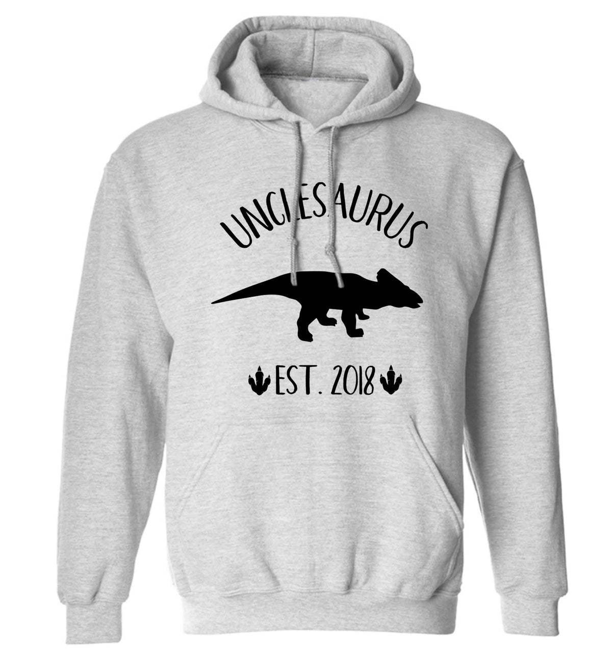 Personalised unclesaurus since (custom date) adults unisex grey hoodie 2XL