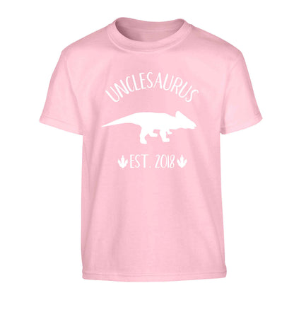 Personalised unclesaurus since (custom date) Children's light pink Tshirt 12-13 Years