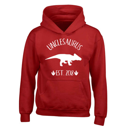 Personalised unclesaurus since (custom date) children's red hoodie 12-13 Years