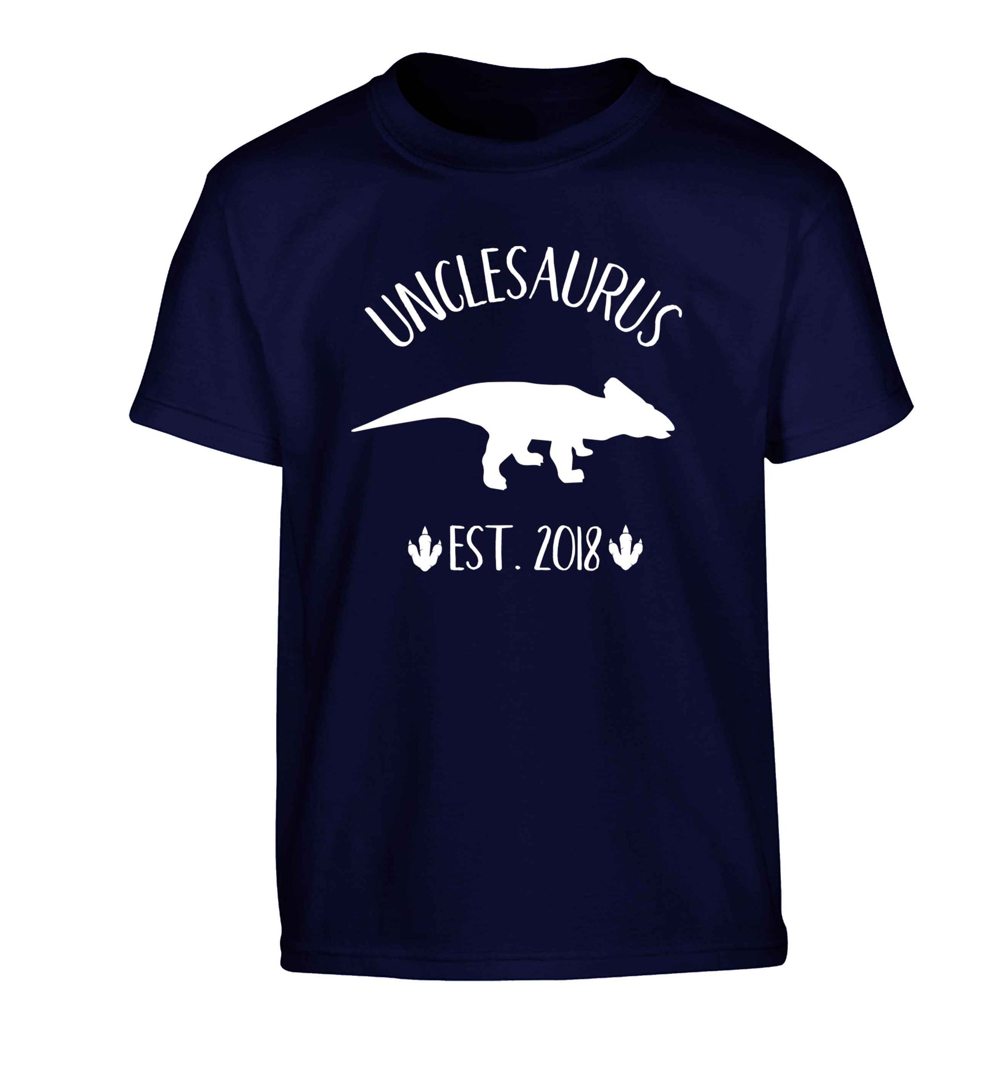 Personalised unclesaurus since (custom date) Children's navy Tshirt 12-13 Years