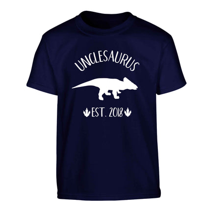 Personalised unclesaurus since (custom date) Children's navy Tshirt 12-13 Years